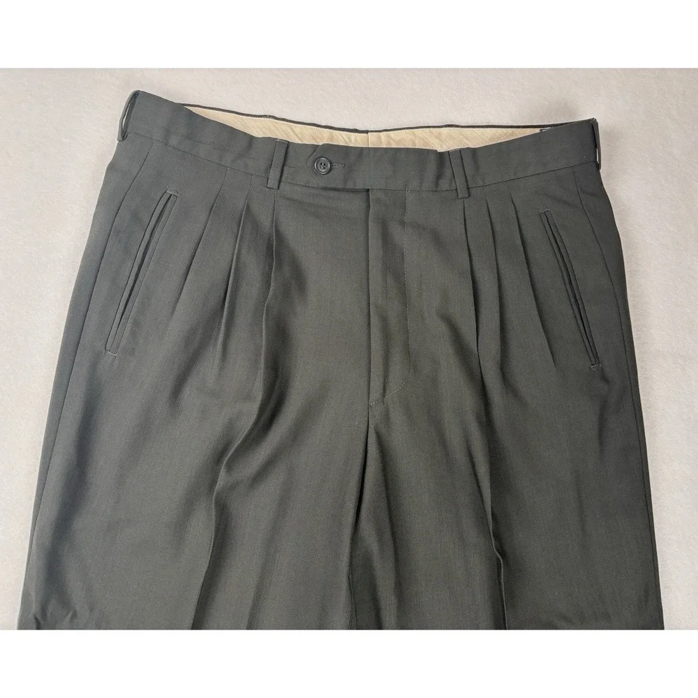 Galliani Reda Super 100 Wool‎ Pleated Dress Pants Italy Men's 36x30 Cuffed